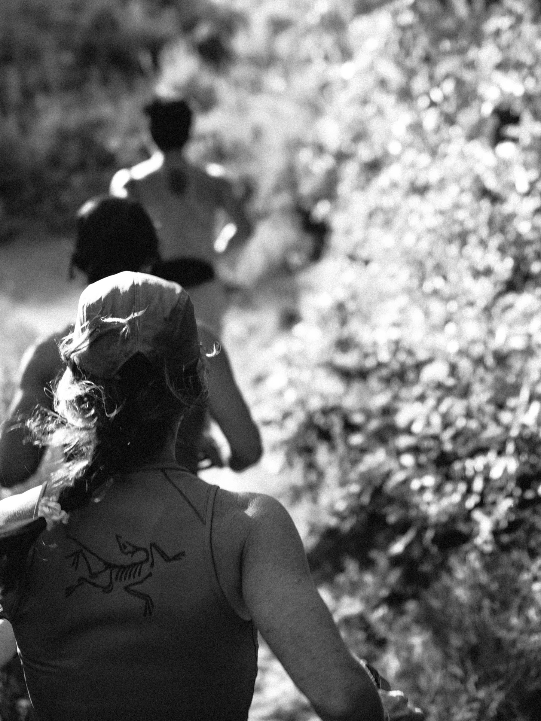 Model in Arc'teryx gear in Colorado mountain terrain