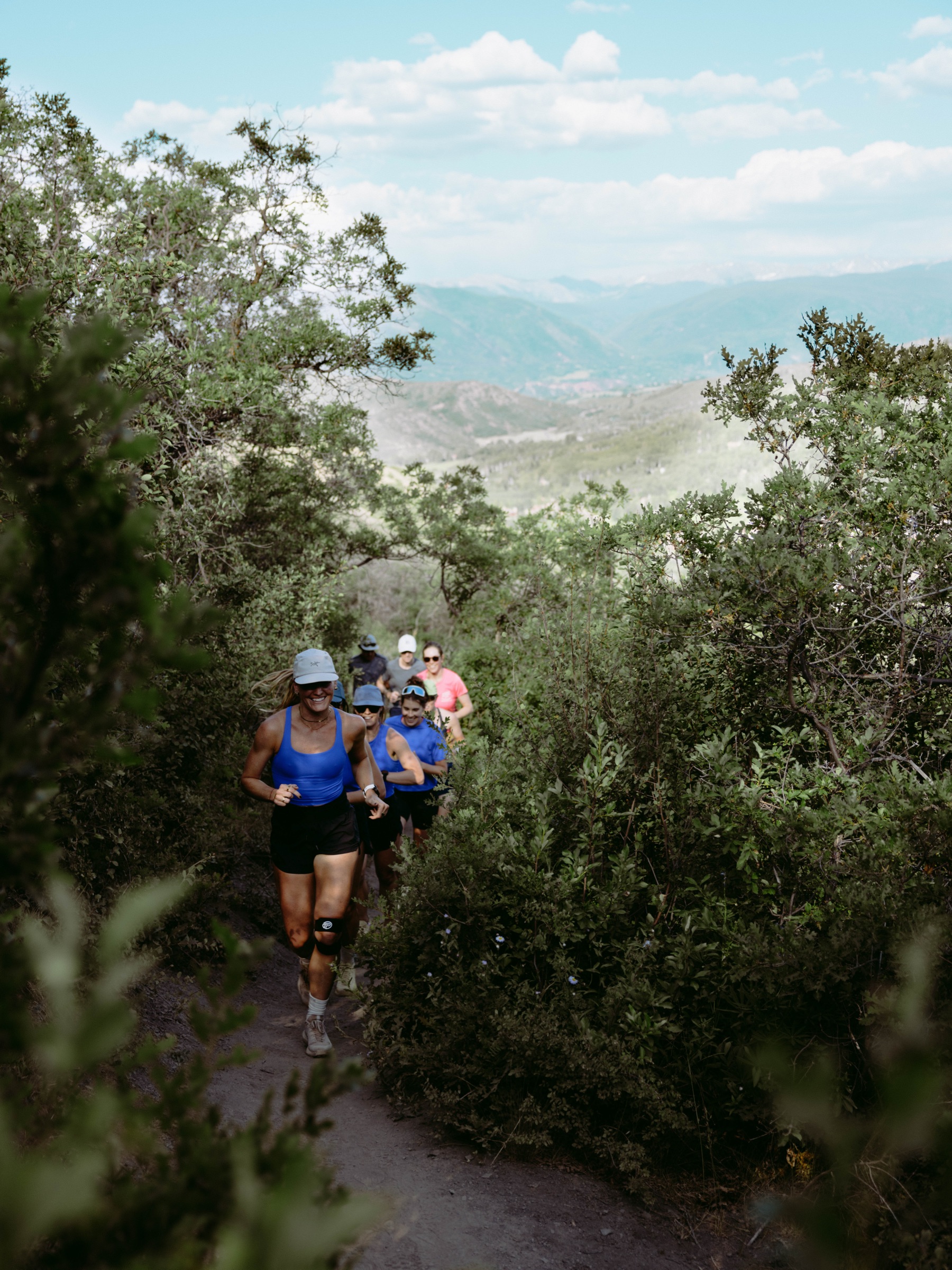 Model in Arc'teryx gear in Colorado mountain terrain