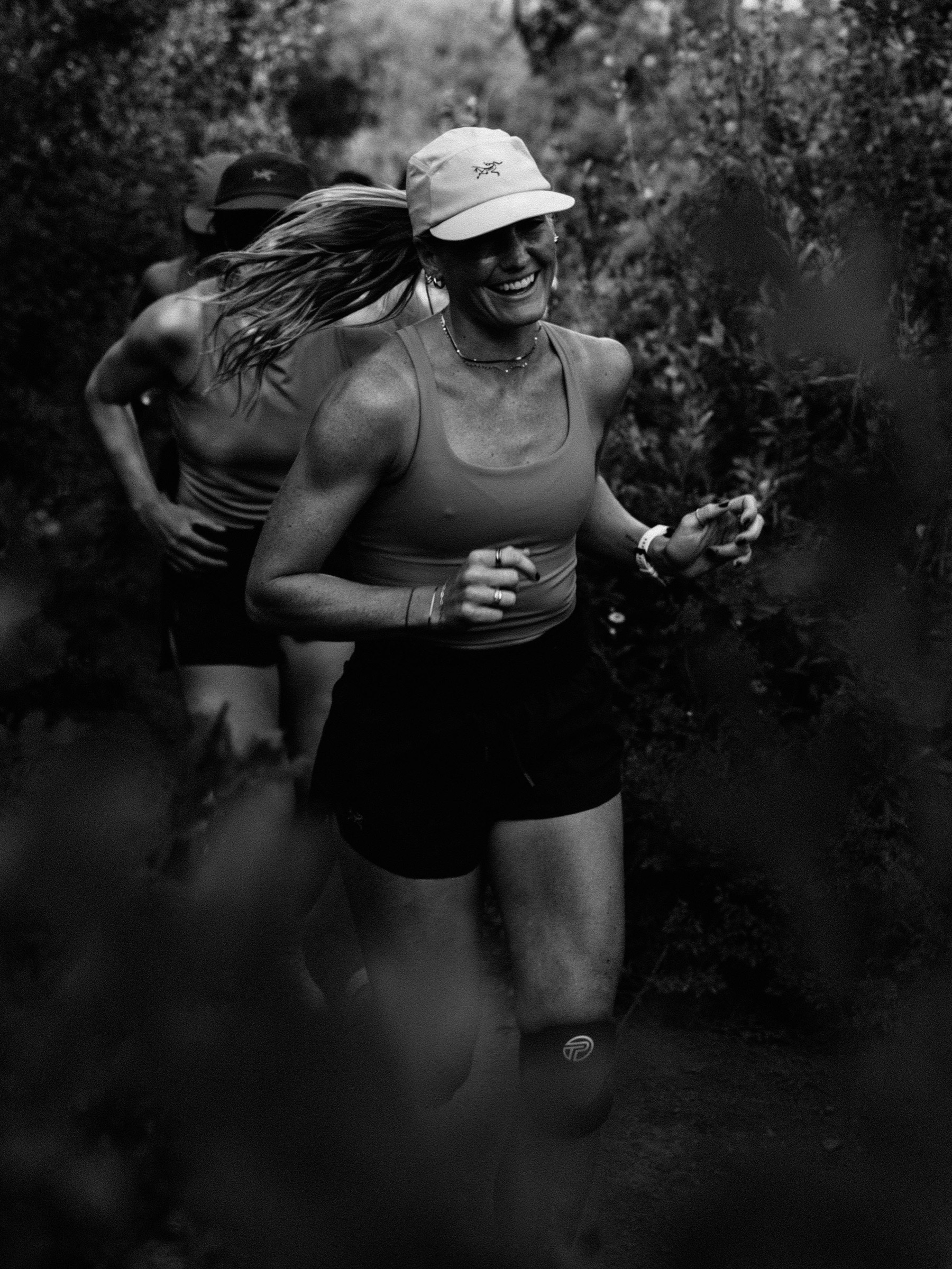 Model in Arc'teryx gear in Colorado mountain terrain