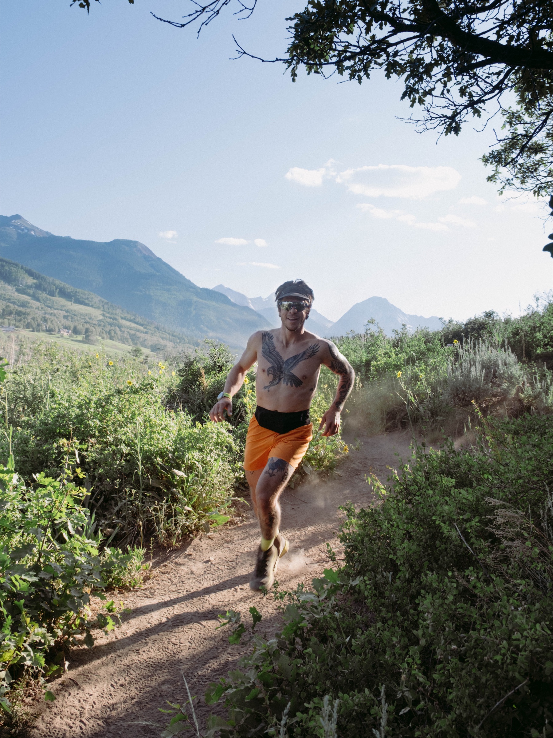 Model in Arc'teryx gear in Colorado mountain terrain